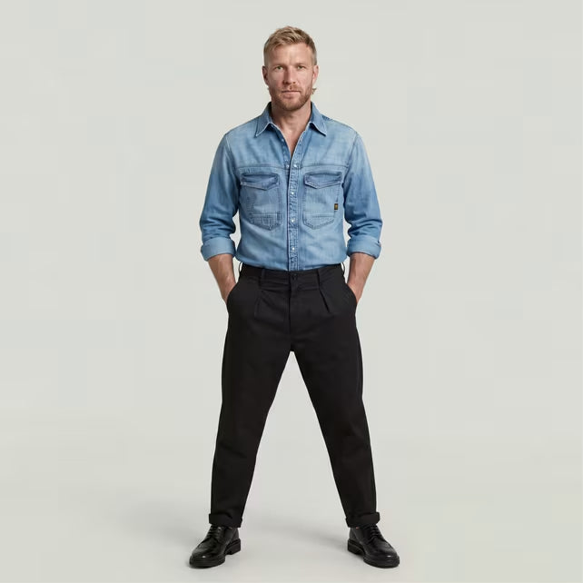 G-Star Pleated Chino Relaxed Tapered Pants Black