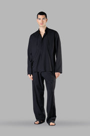 I'M BRIAN Double Pleated Wide Black Pants SS24