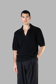 I'M BRIAN Cotton Knit Polo Shirt Black SS24