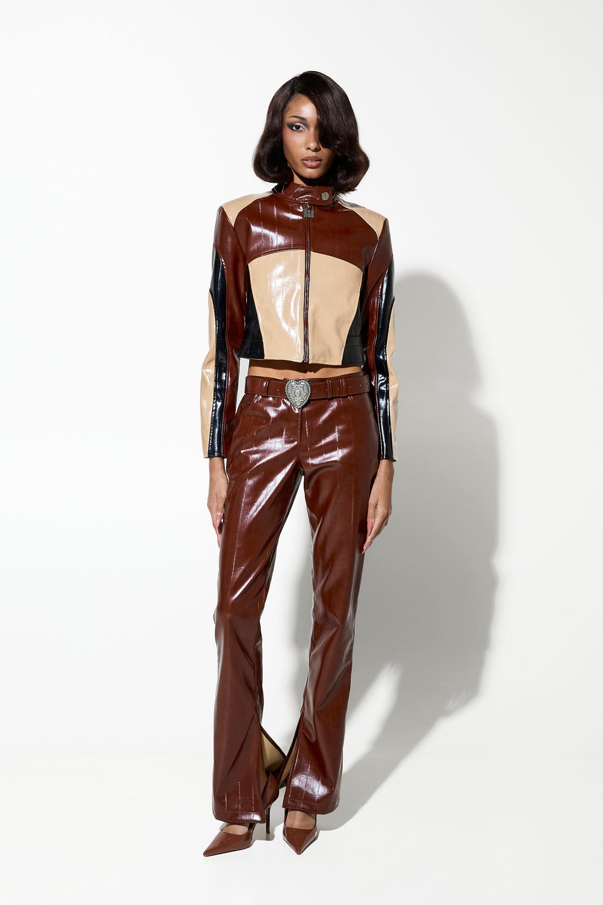 Milkwhite Faux Leather Biker Jacket