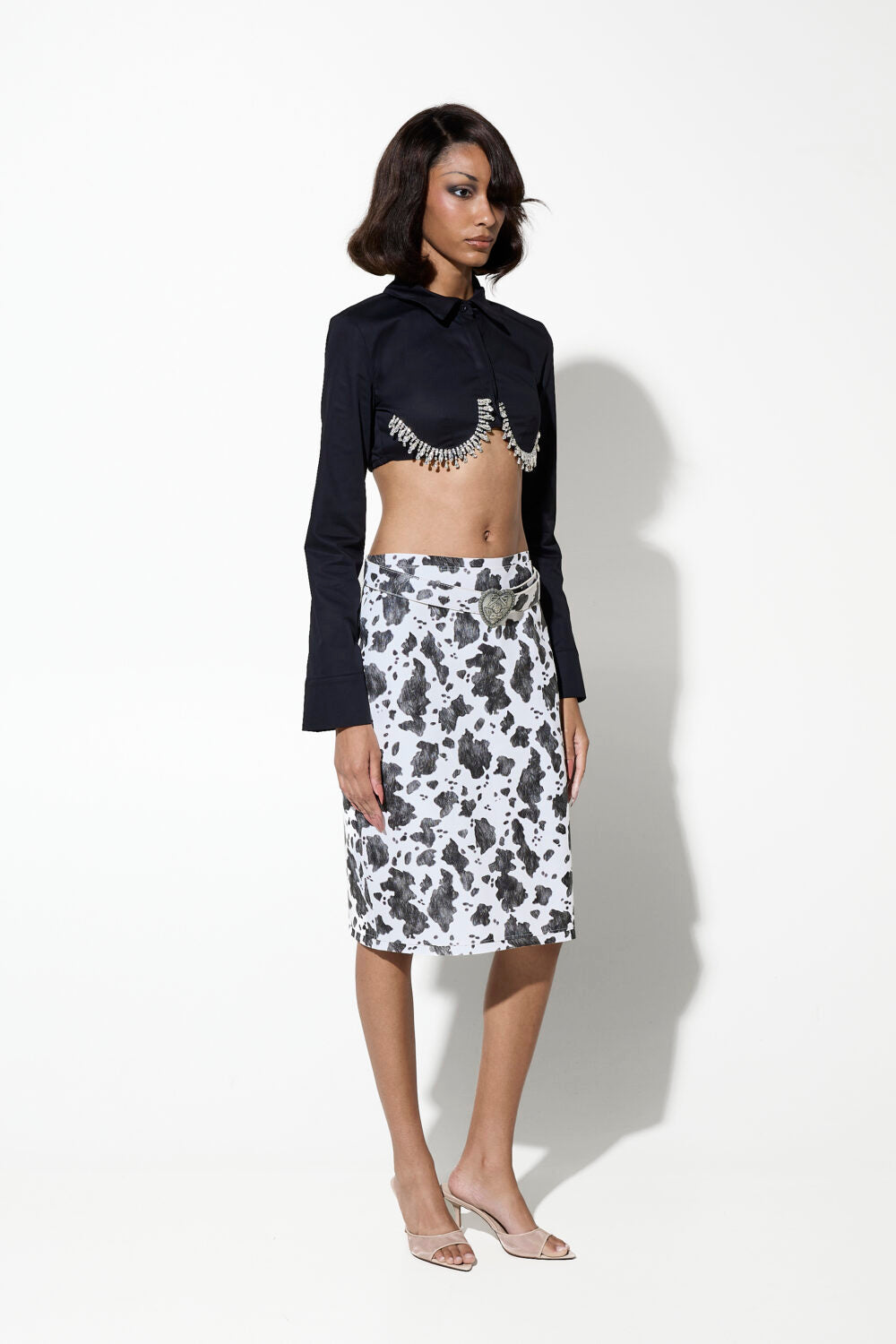 Milkwhite Crop Crystal Shirt
