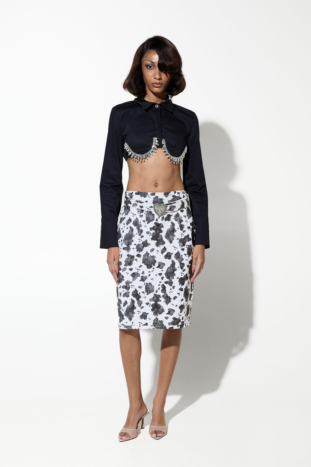 Milkwhite Crop Crystal Shirt