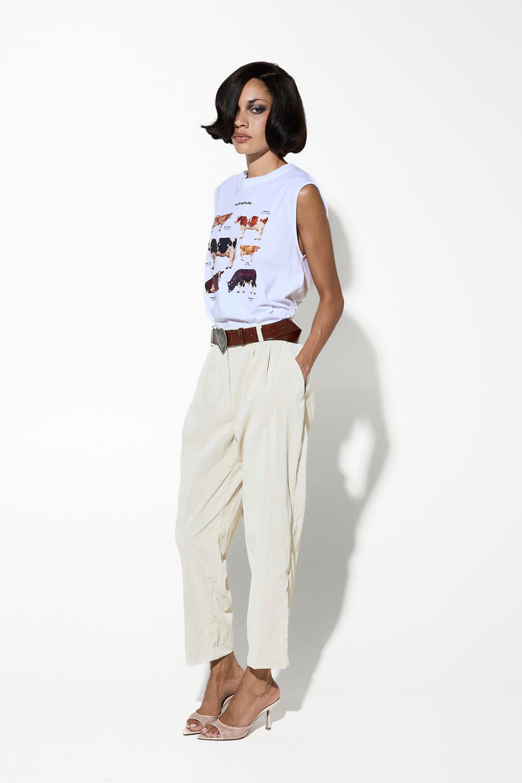 Milkwhite Cows Sleeveless T-shirt White
