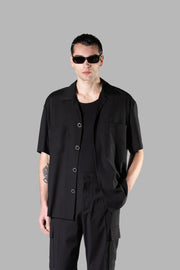 I'M BRIAN Black Open Neck Viscose Shirt SS24