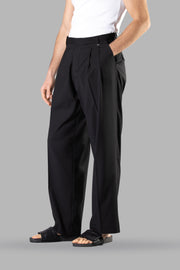 I'M BRIAN Double Pleated Wide Black Pants SS24