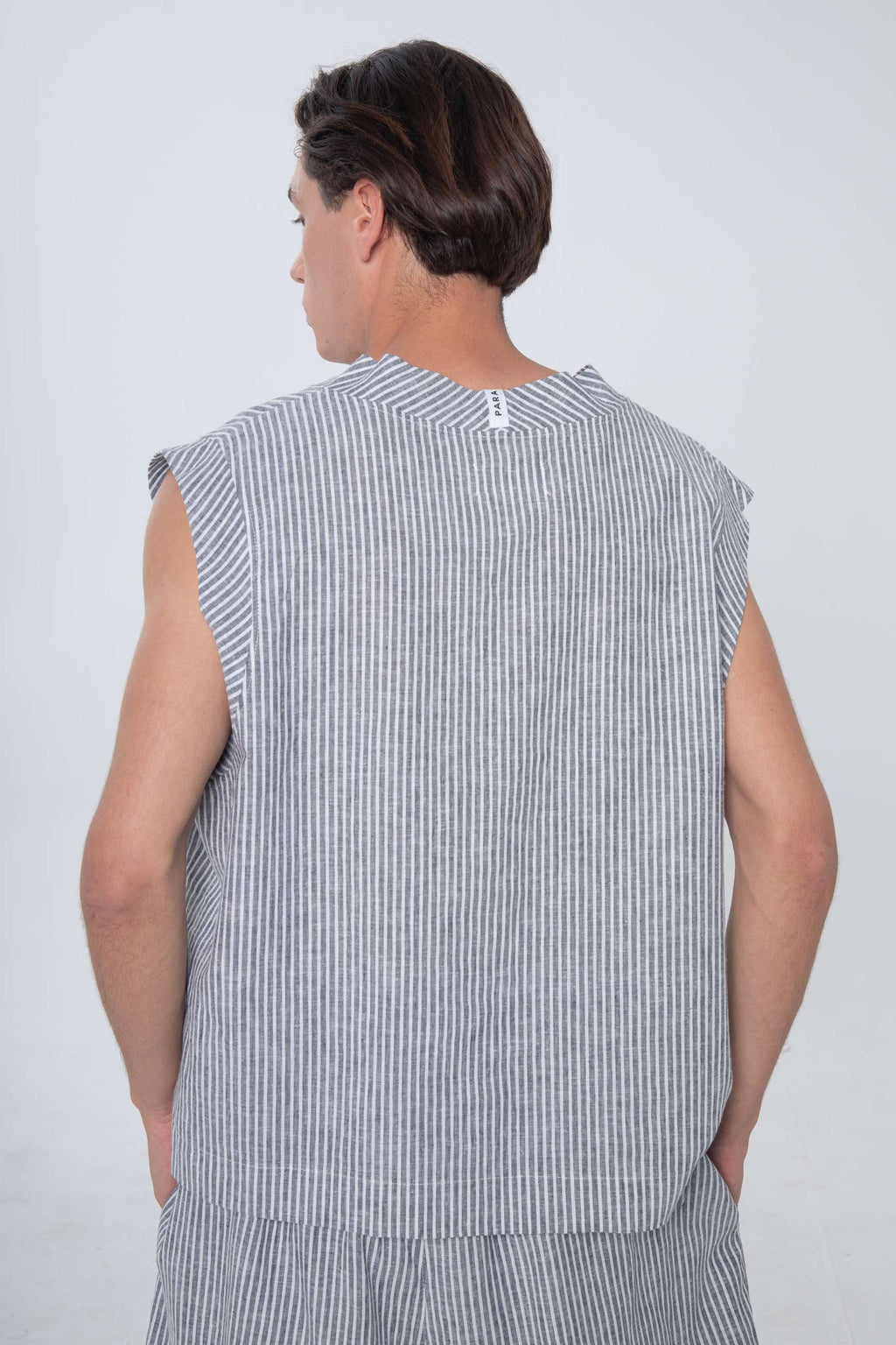 Para Todos Linen Vest Striped