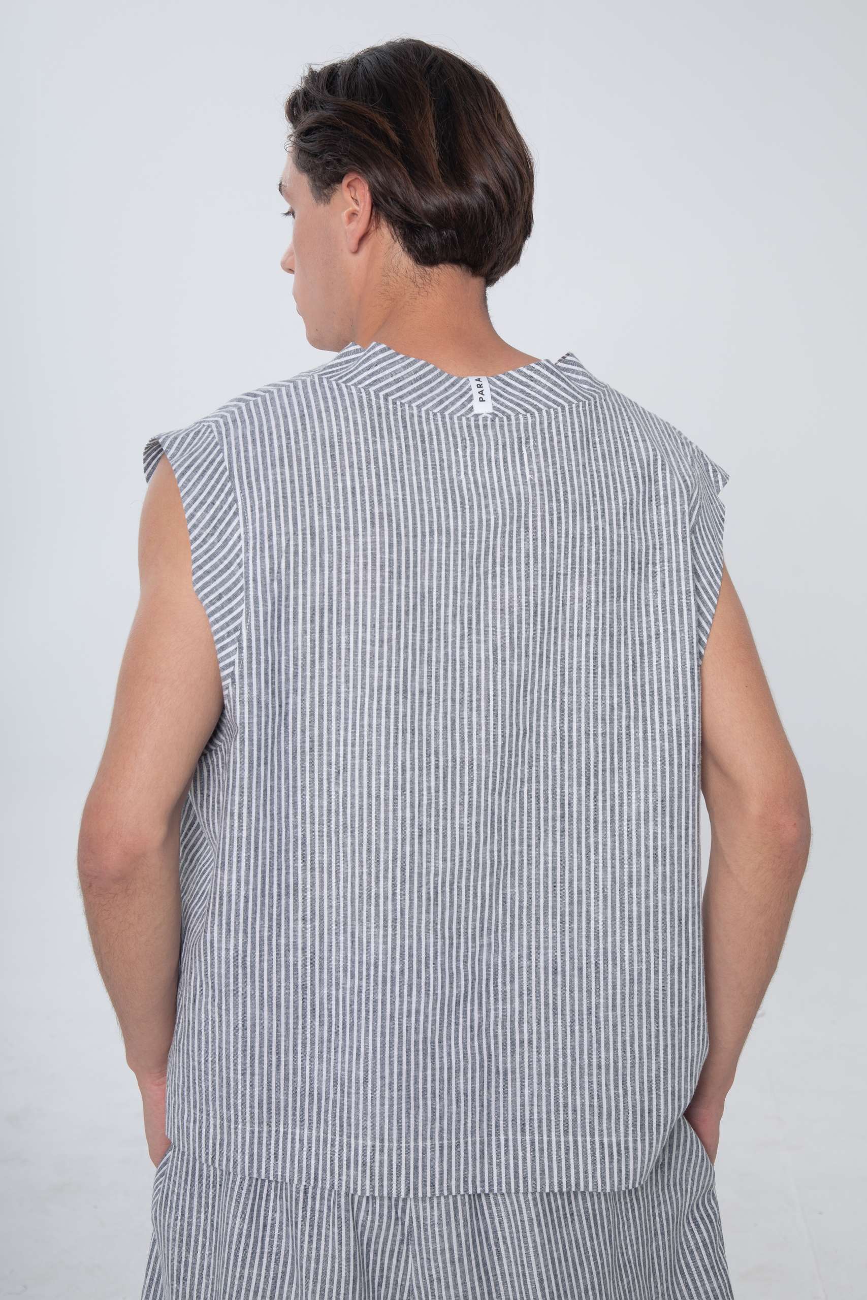Para Todos Linen Vest Striped