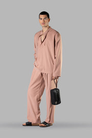 I'M BRIAN Double Pleated Wide Apricot Pants SS24