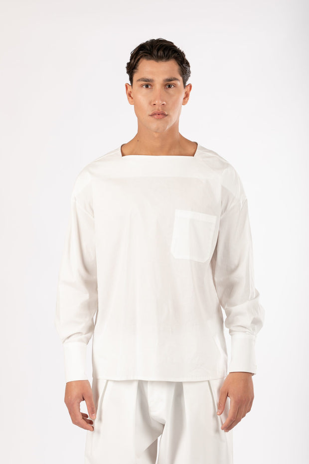 Not A Common Long Sleeve Square Neck White