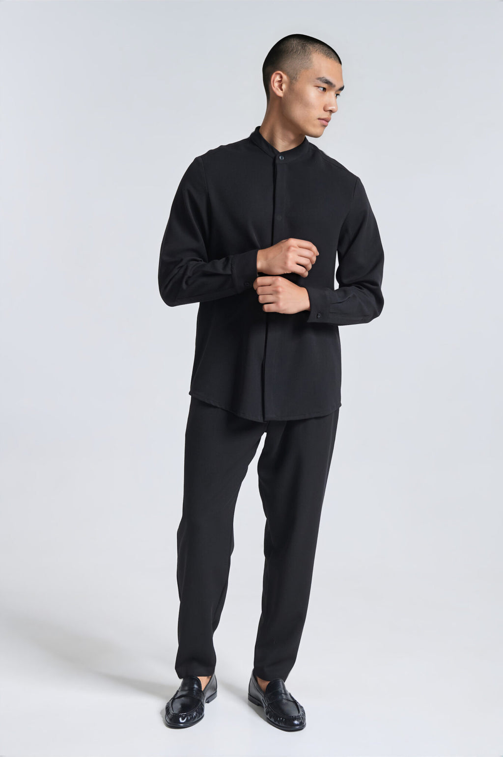P/COC Black Shirt Mao Collar