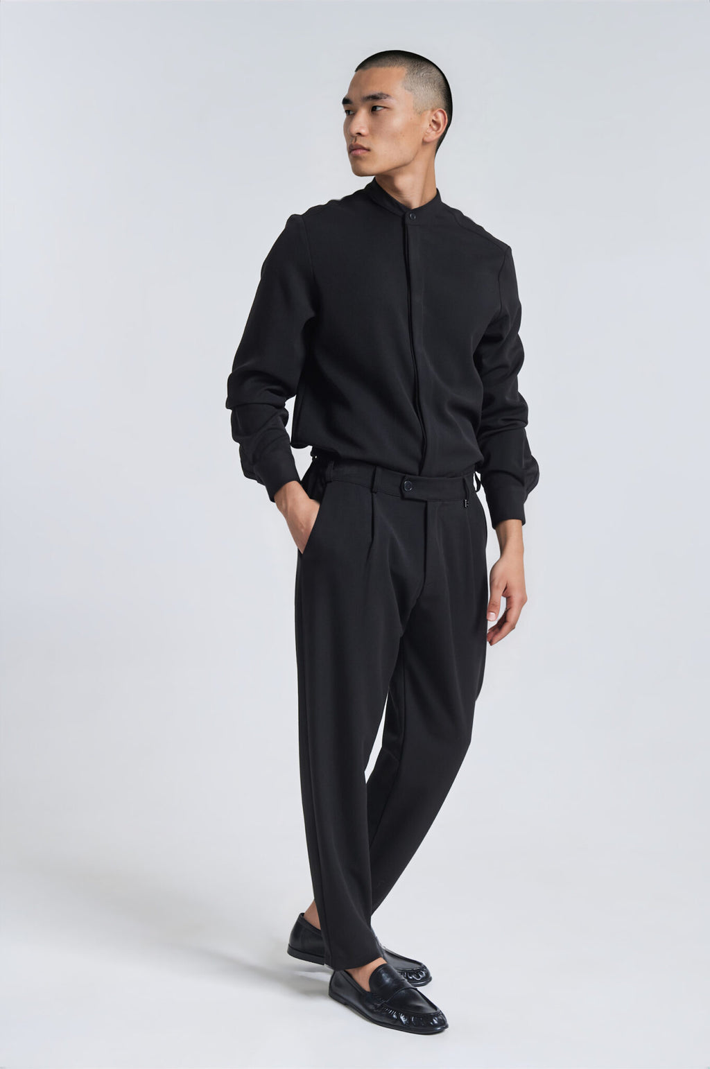 P/COC Black Shirt Mao Collar