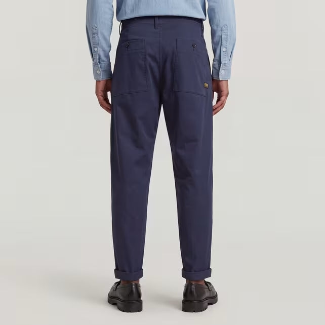 G-Star Pleated Chino Relaxed Tapered Pants Blue