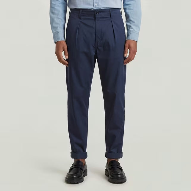 G-Star Pleated Chino Relaxed Tapered Pants Blue
