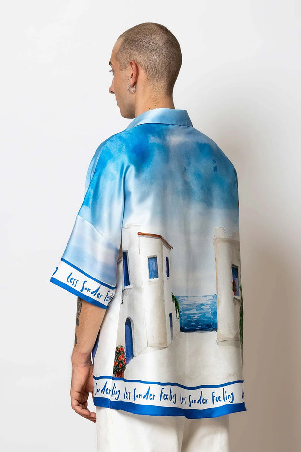 Less Sonder Feeling Satin Shirt Print