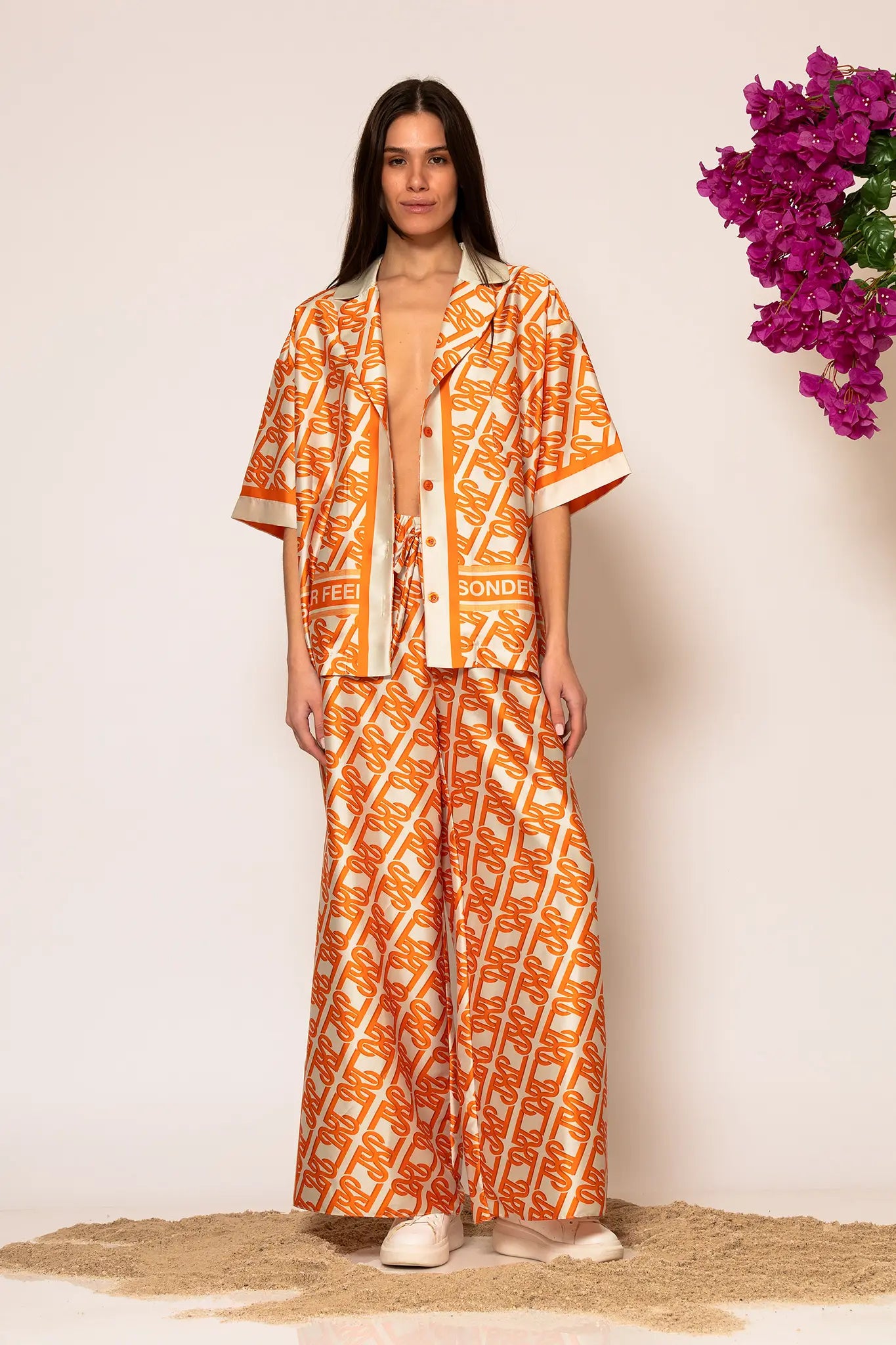 LSF Signature Print Wide Pants Orange