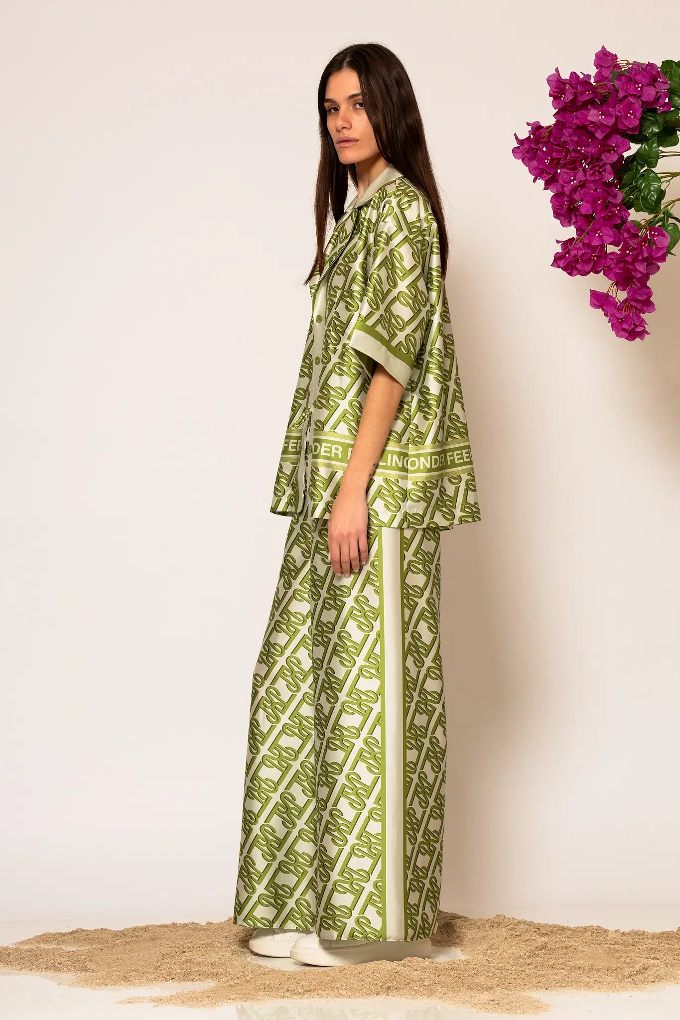 LSF Signature Print Wide Pants Green