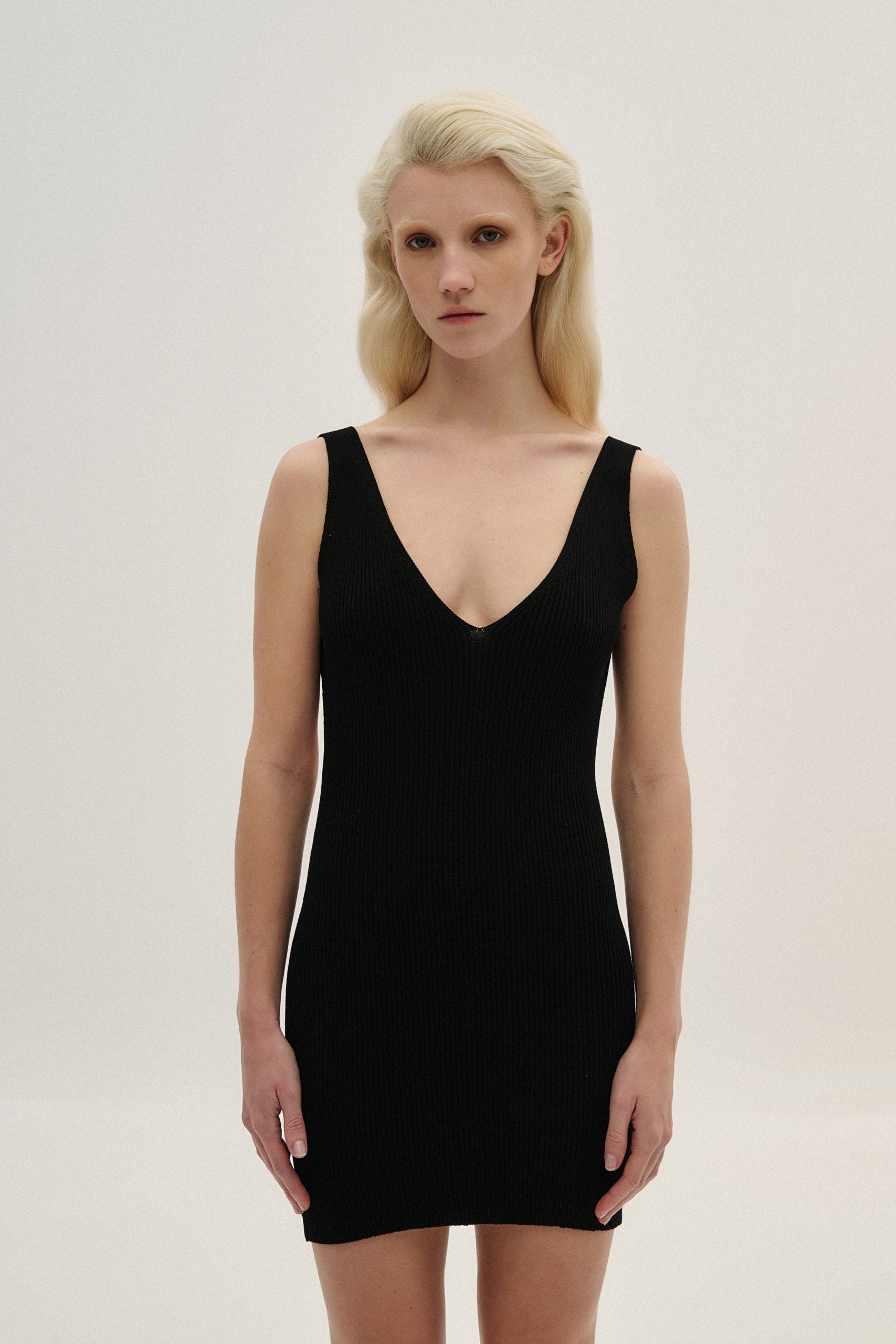 Combos Knitwear Dress V Mini Open Back