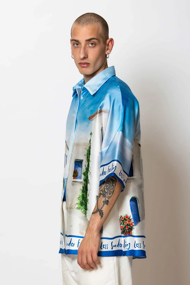 Less Sonder Feeling Satin Shirt Print