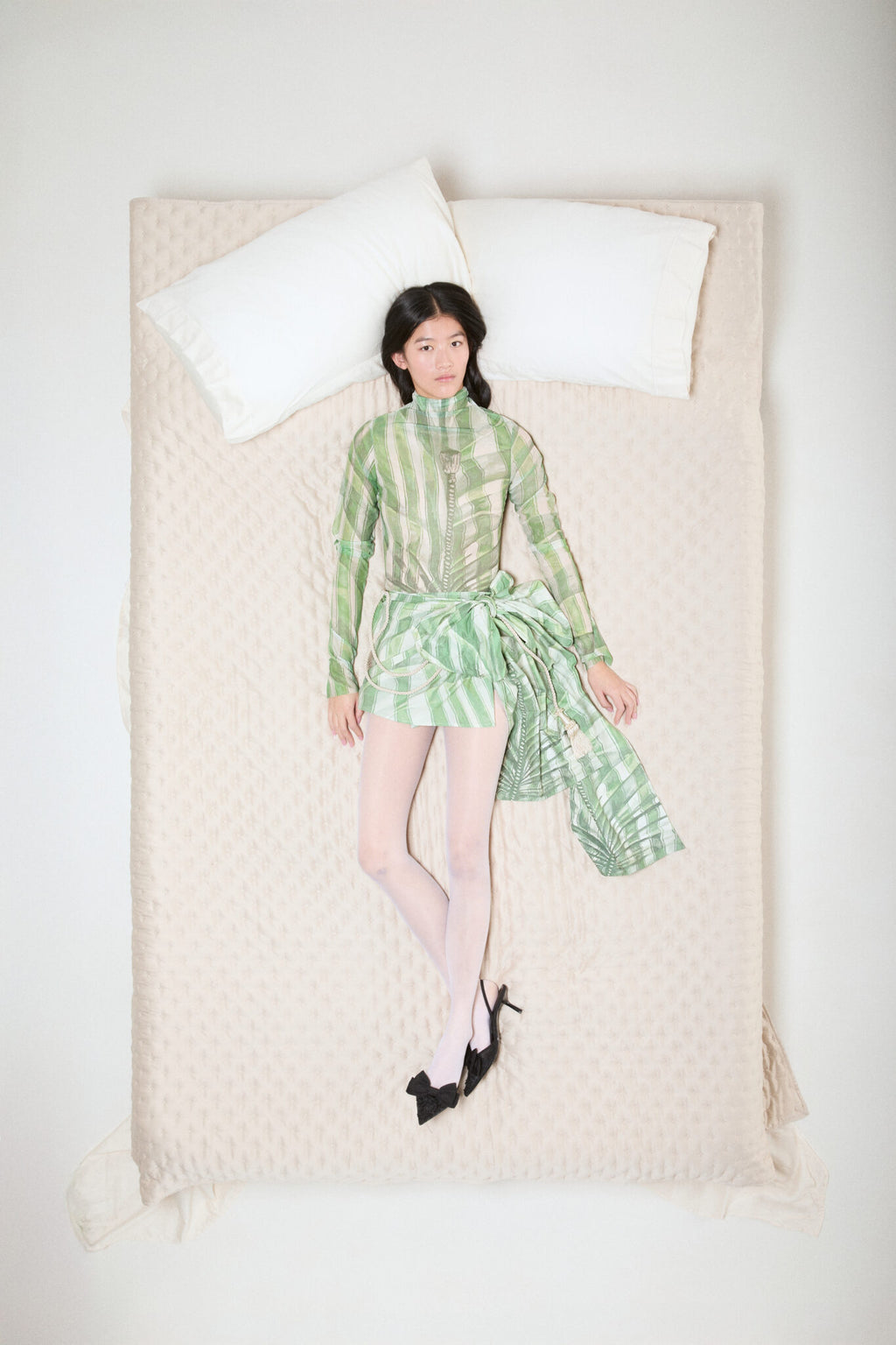 Milkwhite Printed Mesh Top