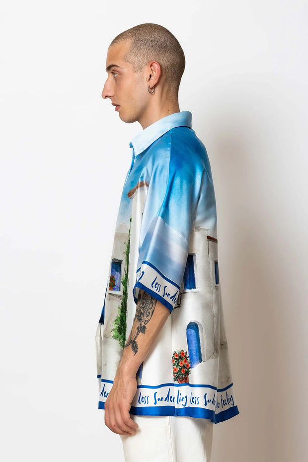 Less Sonder Feeling Satin Shirt Print
