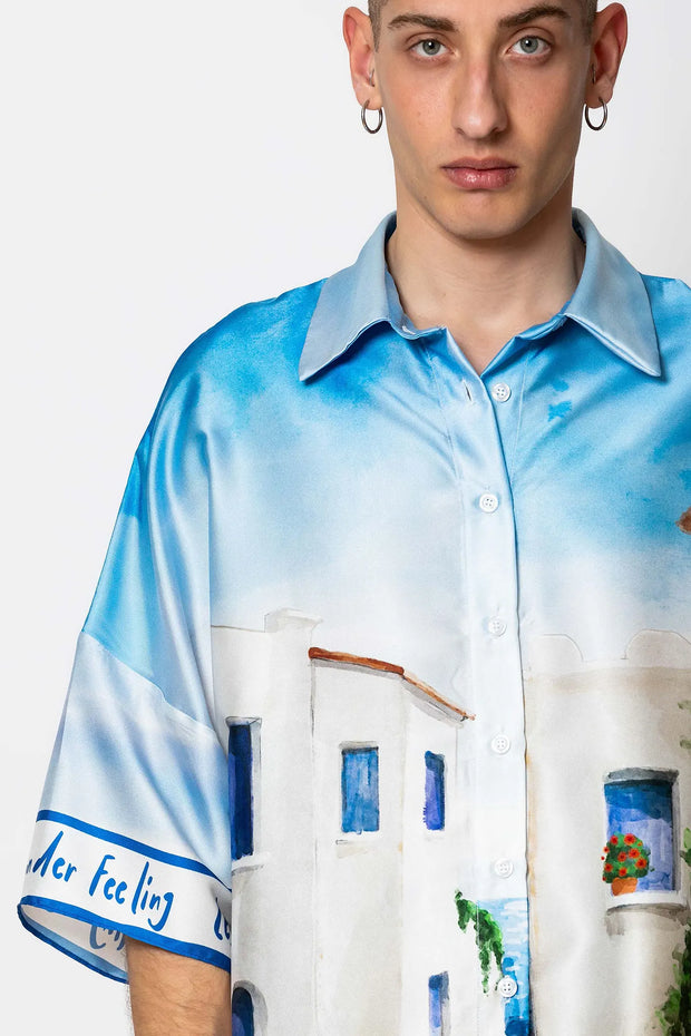 Less Sonder Feeling Satin Shirt Print