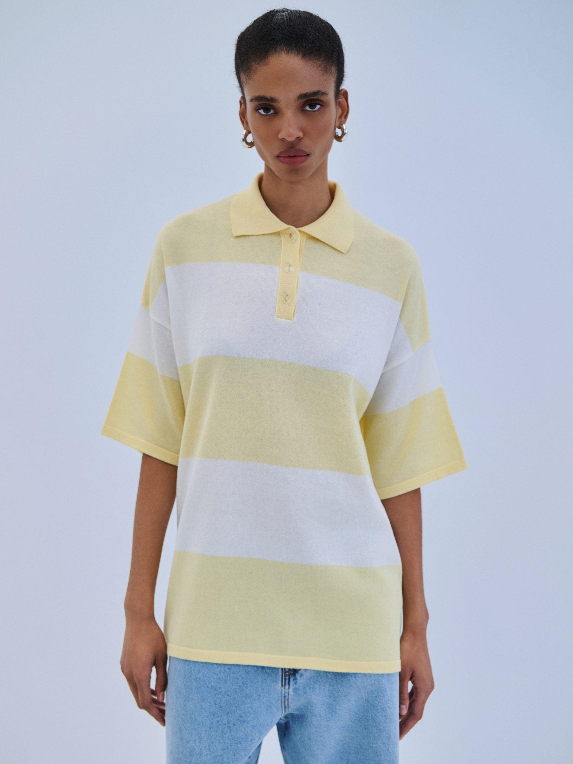 Combos Blouse Polo Two Tone Yellow