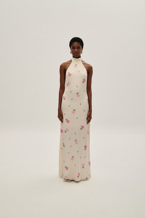 Combos Knitwear Dress Open Back Flowers