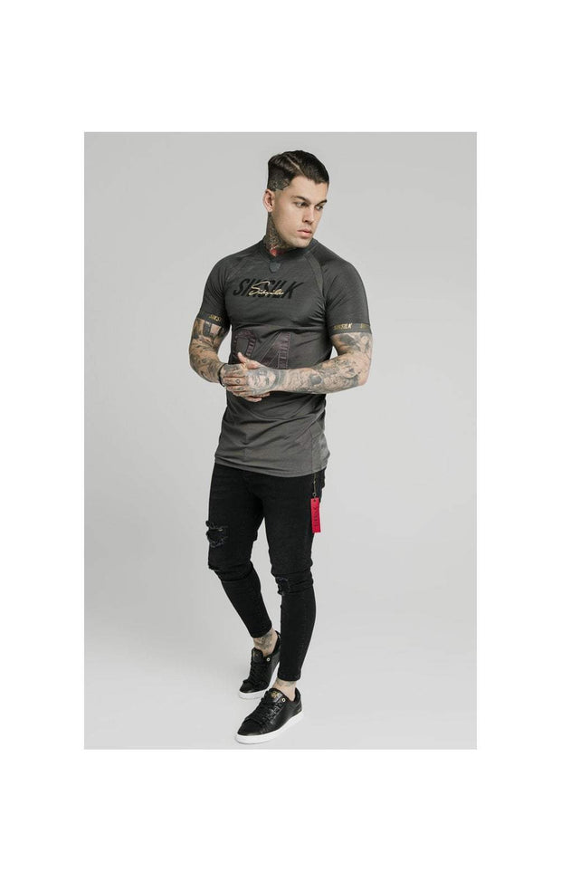 SikSilk Marbel Stretch Sports Tee - Dark Grey