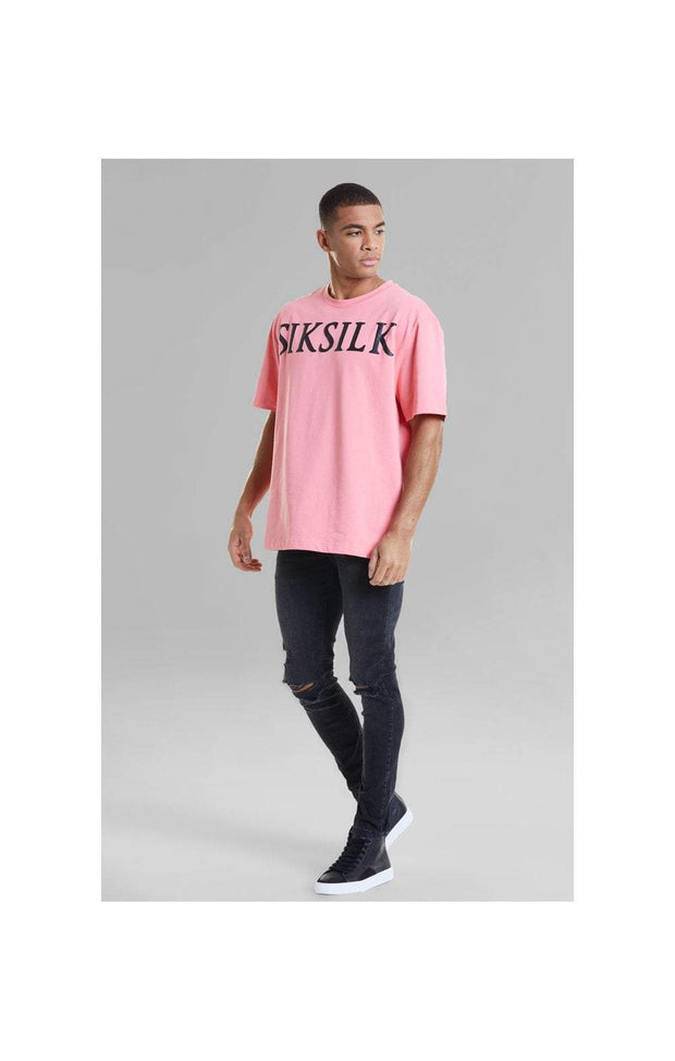 SikSilk Drop Shoulder Relaxed Fit Tee - Pink & Black