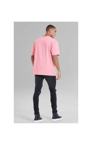 SikSilk Drop Shoulder Relaxed Fit Tee - Pink & Black