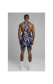 SikSilk Retro Hawaii Racer Vest - Black Tie Dye Hawaii