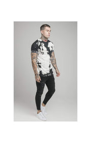 SikSilk Tie Dye Cuff Tee - Black & Grey