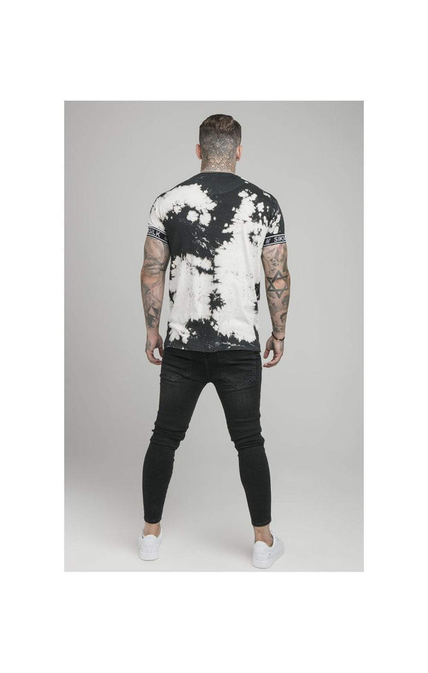 SikSilk Tie Dye Cuff Tee - Black & Grey