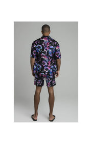 SikSilk S/S Hawaii Resort Shirt - Black Tie Dye Hawaii