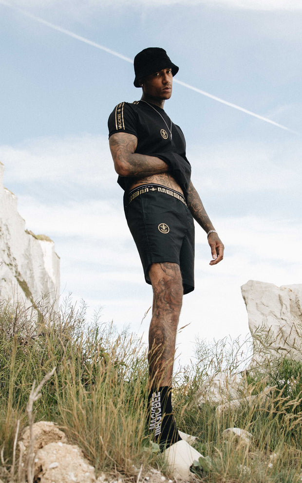 Magic Bee Gold Classic Tape Swim Shorts- Black