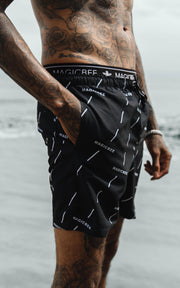 Magic Bee Full Details Swim Shorts- Black