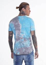 Xzeno Tie Dye Blue/Grey T-Shirt-T-Shirts-Mybrands Store