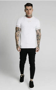 SikSilk Element Straight Hem Gym Tee – White & Gold - Mybrands Store