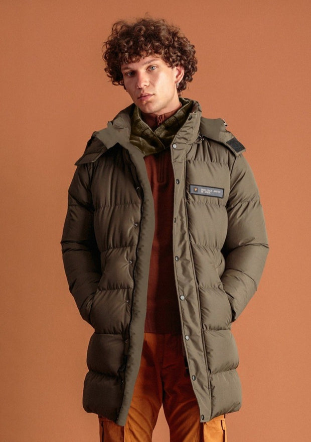 Biston Long Puffer Jacket Khaki