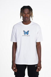 Xzeno Blue Butterfly T-Shirt White