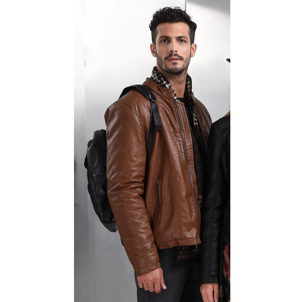 Biston Leather Jacket Brown - Mybrands Store