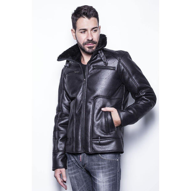 Biston Leatherette Mouton Jacket Black - Mybrands Store