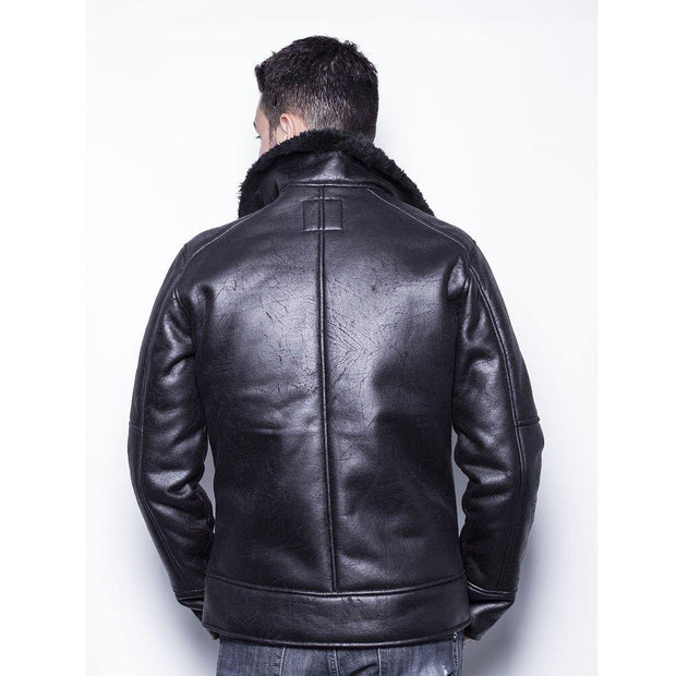 Biston Leatherette Mouton Jacket Black - Mybrands Store
