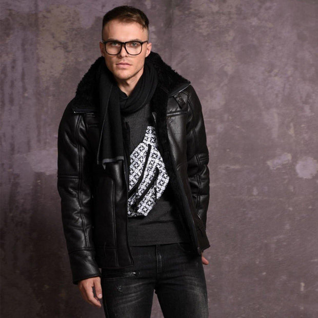 Biston Leatherette Mouton Jacket Black - Mybrands Store