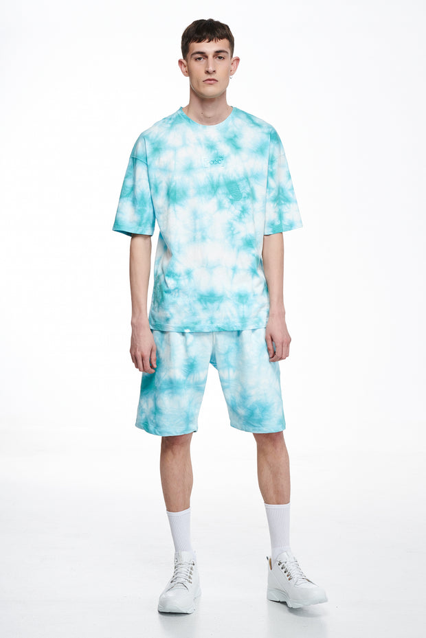 P/COC Cotton Bermuda Tie Dye Aqua