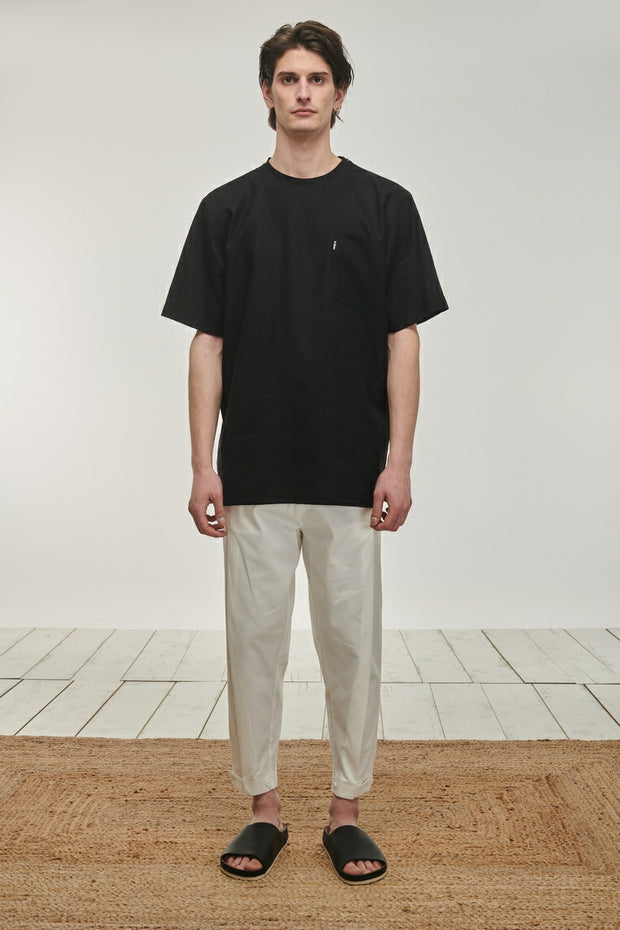 P/COC Black Linen T-Shirt SS22