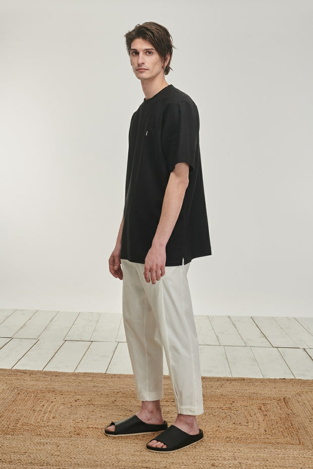 P/COC Black Linen T-Shirt SS22