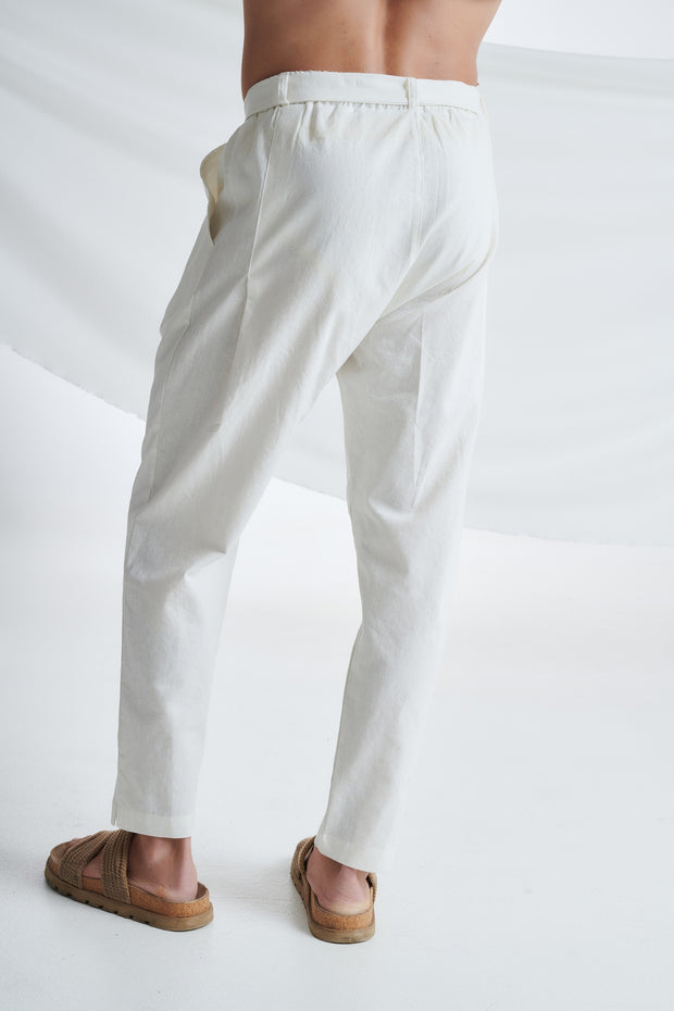 P/COC Linen Belt Pants White SS23