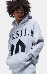 Messi X SikSilk Monogram Print Oversized Hoodie - Grey