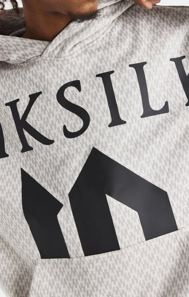 Messi X SikSilk Monogram Print Oversized Hoodie - Grey